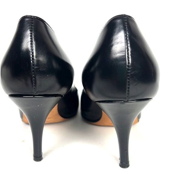 YSL Yves Saint Laurent Black Leather Peep Toe Heels Shoes - Picture 7 of 15